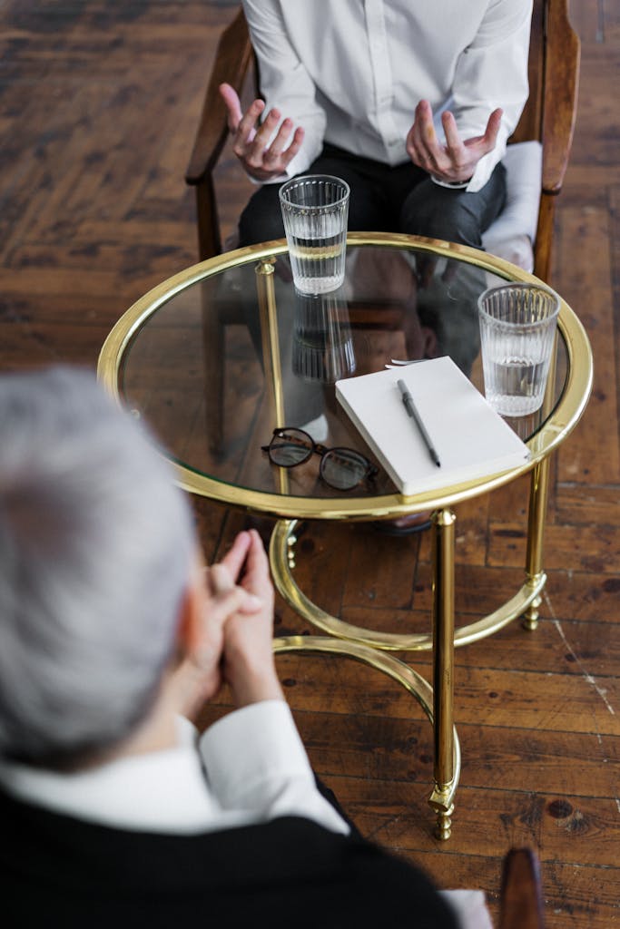 Two adults in a counseling session